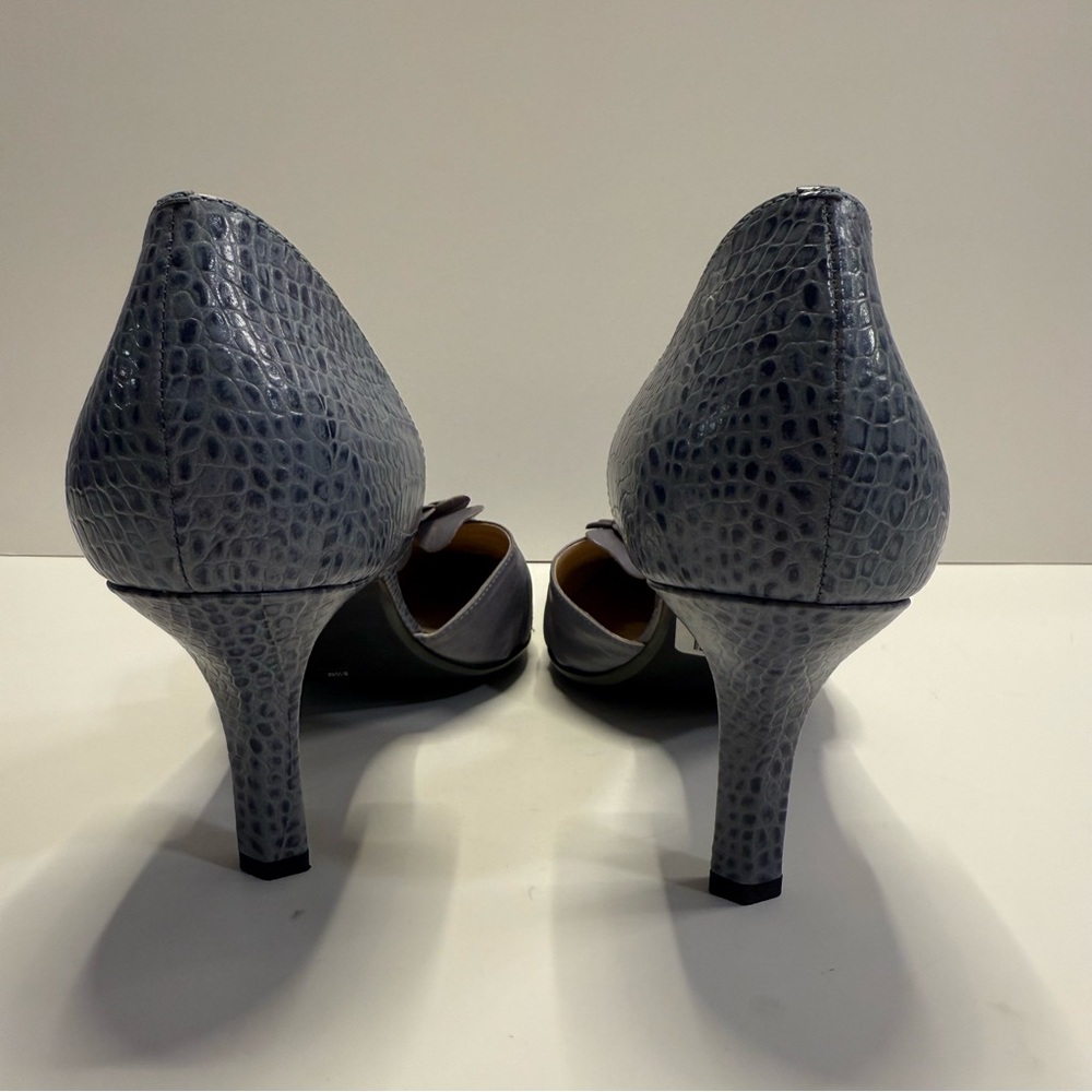 Franco Sarto Croc Embossed D’Orsay Heels Floral Accent Size 8.5 Periwinkle NWOB - Picture 5 of 10